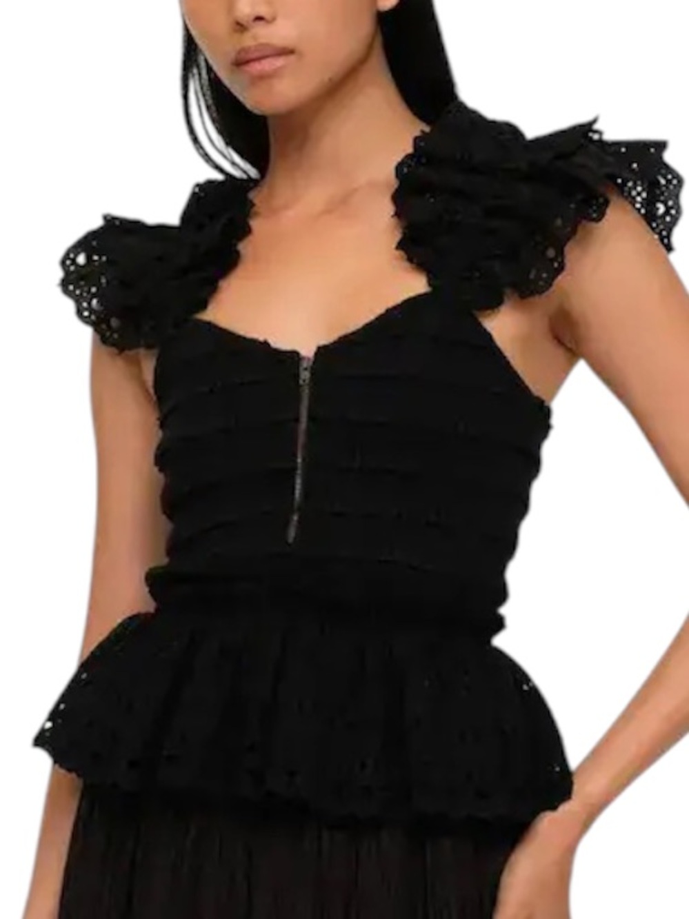 SEA NEW YORK Women’s Marley Pleated Black Sleeveless Top